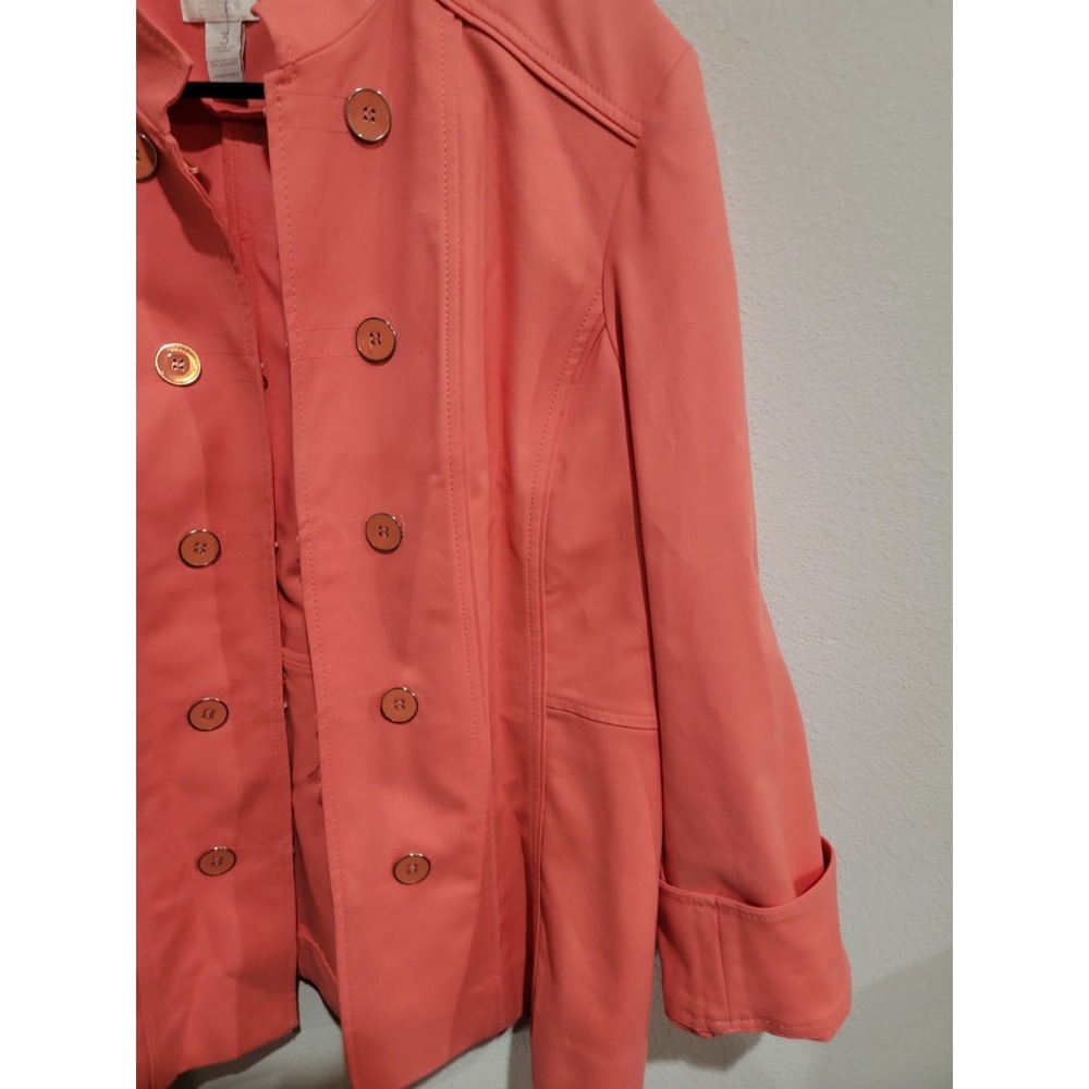 Chico's Womens Size 3 XL Coral Pink Double Breasted Button Up Blazer Jacket Coat - Picture 2 of 7